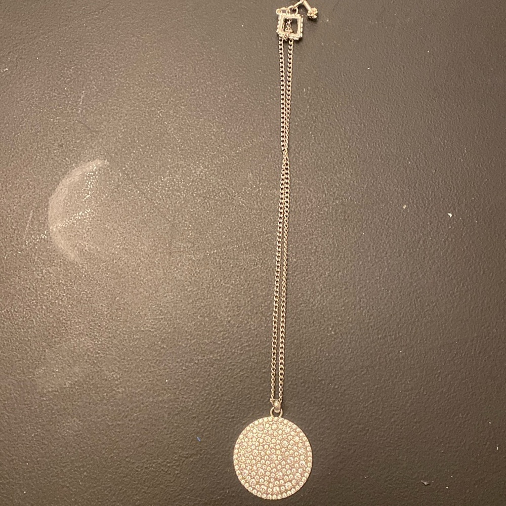 18” silver rhinestone circle pendant